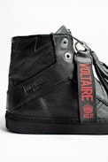 Sneakers ZV1747 High Flash Zip - Baskets montantes noires femme en cuir.