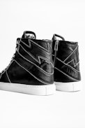 Sneakers ZV1747 High Flash - Baskets montantes noires femme en cuir.