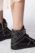 Sneakers ZV1747 High Flash - Baskets montantes noires femme en cuir.