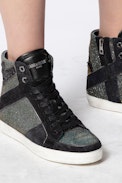 High Flash Lurex Sneakers - Women’s high top sneakers, “lightning bolt” motif.