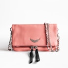 Rock Nano Grained Clutch - Women's pink mini clutch in grained leather.