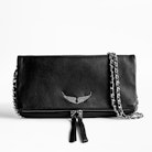 Rock Grained Clutch - Women's black clutch in grained leather.