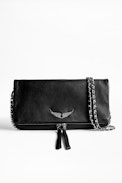 Rock Grained Clutch - Women's black clutch in grained leather.