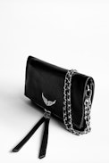 Rock Grained Clutch - Women's black clutch in grained leather.