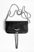 Rock Grained Clutch - Women's black clutch in grained leather.
