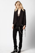 Rock Suede Patent Clutch - Women's black suede leather clutch.