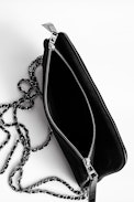 Rock Suede Patent Clutch - Women's black suede leather clutch.