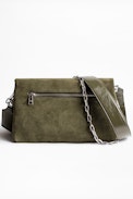 Rocky Suede Patent Bag - Women's khaki suede leather bag.