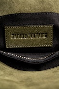 Rocky Suede Patent Bag - Women's khaki suede leather bag.