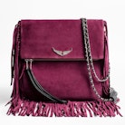Clutch Rockson Fringes - Große Damen-Clutch aus Wildleder.