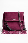 Clutch Rockson Fringes - Große Damen-Clutch aus Wildleder.