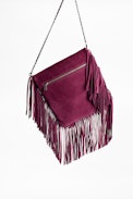 Clutch Rockson Fringes - Große Damen-Clutch aus Wildleder.