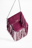 Clutch Rockson Fringes - Große Damen-Clutch aus Wildleder.