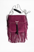 Clutch Rockson Fringes - Große Damen-Clutch aus Wildleder.