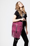 Clutch Rockson Fringes - Große Damen-Clutch aus Wildleder.