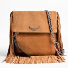 Pochette Rockson Fringes - Grande pochette femme en cuir suédé.