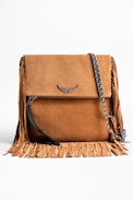 Pochette Rockson Fringes - Grande pochette femme en cuir suédé.