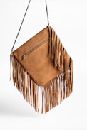 Pochette Rockson Fringes - Grande pochette femme en cuir suédé.