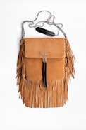 Pochette Rockson Fringes - Grande pochette femme en cuir suédé.