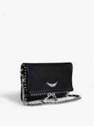 Pochette Rock Nano Studs - Pochette iconica Rock Nano in pelle nera e borchie argentate.