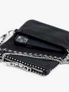 Pochette Rock Nano Studs - Pochette iconica Rock Nano in pelle nera e borchie argentate.