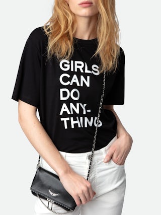 Rock Nano Studs Clutch - Women's black mini clutch in leather, embellished with studs.