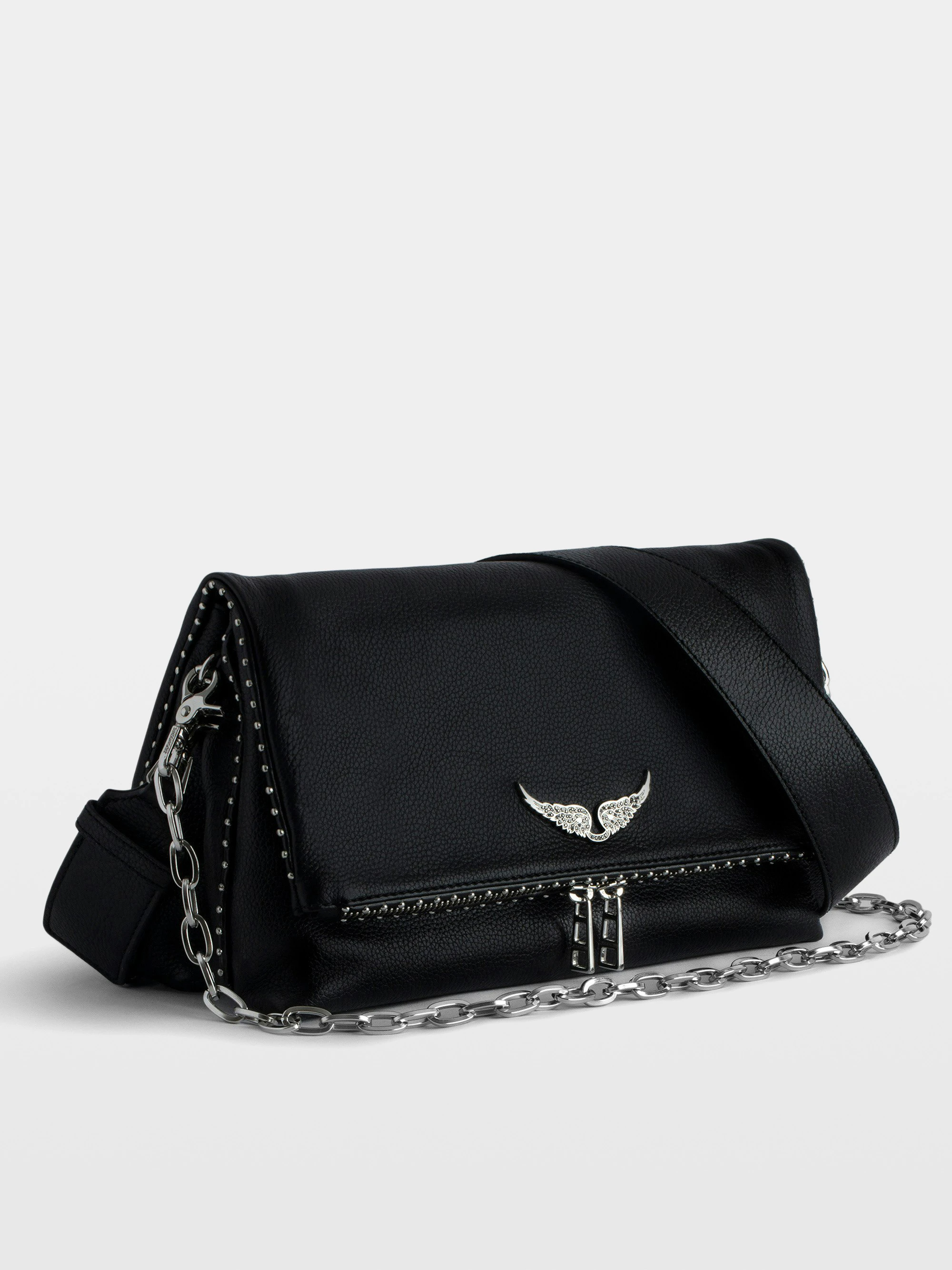 Sac Pochette ZV En Faux Cuir Noir - Bandoulière, Comme Neuf (sans étiquette)