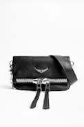 Rock Nano Zip Smooth Clutch - Women's black mini clutch in smooth leather.