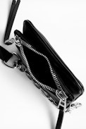 Rock Nano Zip Smooth Clutch - Women's black mini clutch in smooth leather.
