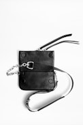 Rock Nano Zip Smooth Clutch - Women's black mini clutch in smooth leather.