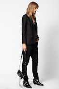 Rock Nano Zip Smooth Clutch - Women's black mini clutch in smooth leather.