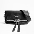 Rock Nano Zip Smooth Clutch - Women's black mini clutch in smooth leather.