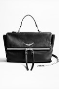 Twin's Zip Bag - Women’s black leather bag.