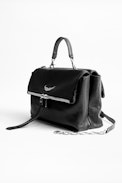 Twin's Zip Bag - Women’s black leather bag.