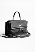 Twin's Zip Bag - Women’s black leather bag.