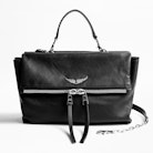 Twin's Zip Bag - Women’s black leather bag.