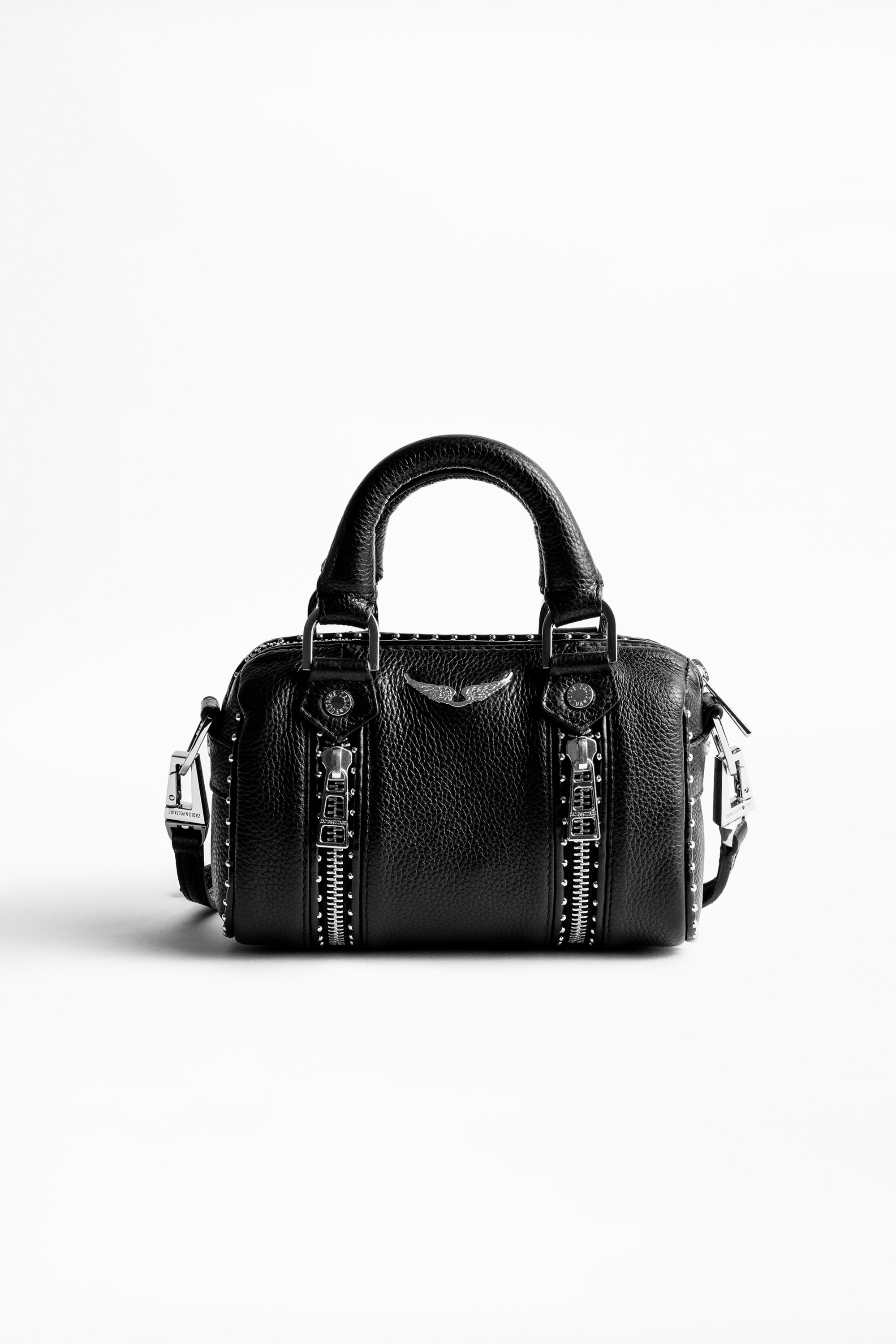 Sunny Nano Studs Bag Women's black mini bag in grained leather.