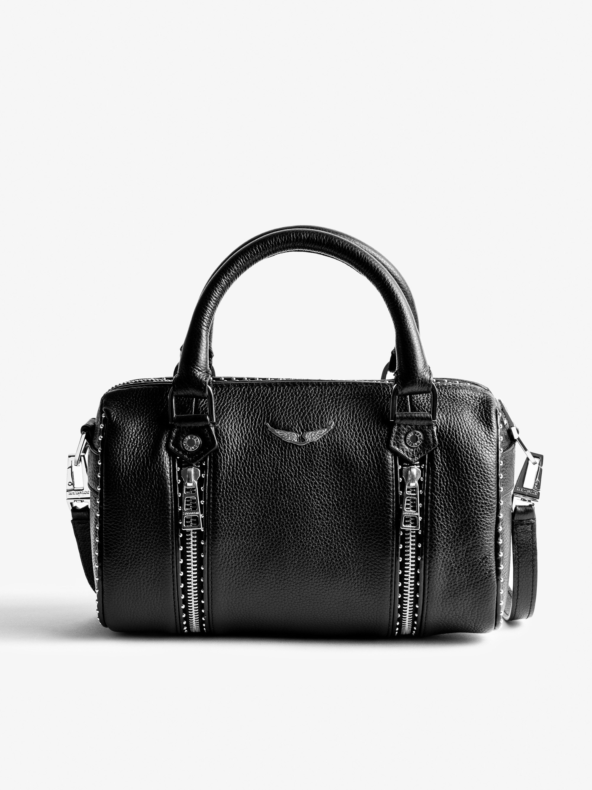 Sunny XS Studs Bag - Women's small black bag in grained leather.