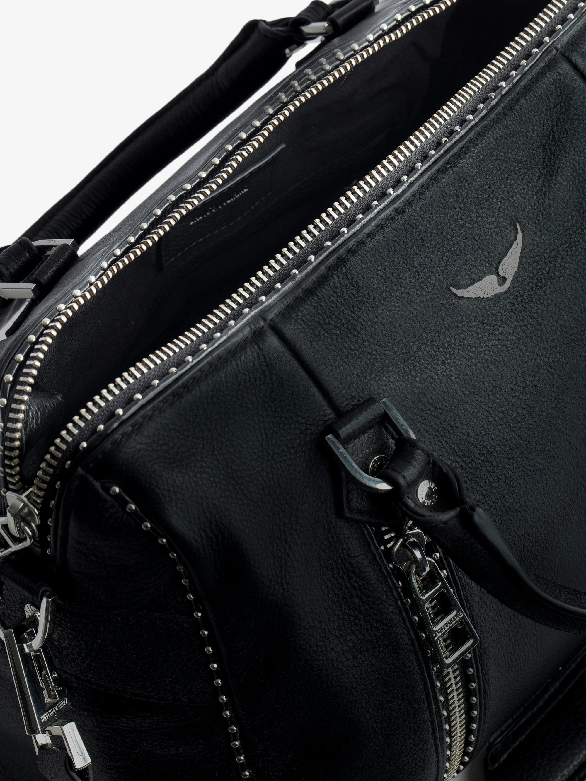 ハンドバッグ Medium Sunny Bag in Black Grained Leather and Studs ZADIG & VOLTAIRE Sunny Medium Studs Bag in Black | endource