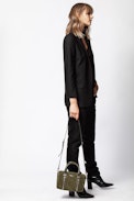 Xs Sunny Suede Patent Bag - Women’s small khaki bag in suede leather.