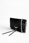 Rock Heart Clutch - Women's black clutch in grained leather.