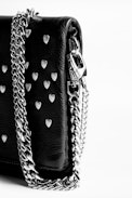 Rock Heart Clutch - Women's black clutch in grained leather.