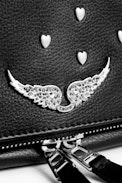 Rock Heart Clutch - Women's black clutch in grained leather.