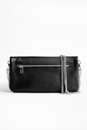 Rock Heart Clutch - Women's black clutch in grained leather.