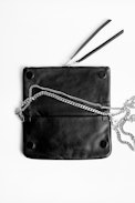 Rock Heart Clutch - Women's black clutch in grained leather.