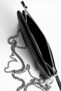 Rock Heart Clutch - Women's black clutch in grained leather.