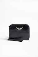 Porte-Monnaie Mini ZV Patent - Porte-monnaie noir femme en cuir.