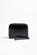 Porte-Monnaie Mini ZV Patent - Porte-monnaie noir femme en cuir.