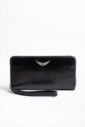 Brieftasche Compagnon Patent - Schwarze Damenbrieftasche aus Leder.
