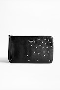 Pochette Uma Heart - Pochette noire femme en cuir.